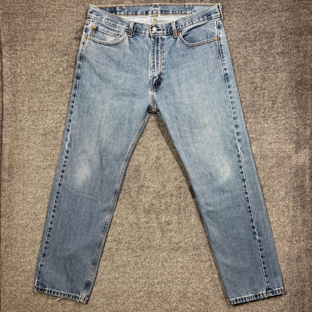 Levi's 505 Mens 38x32 Regular Fit Straight Jeans Medium Wash Blue Denim‎ Levis